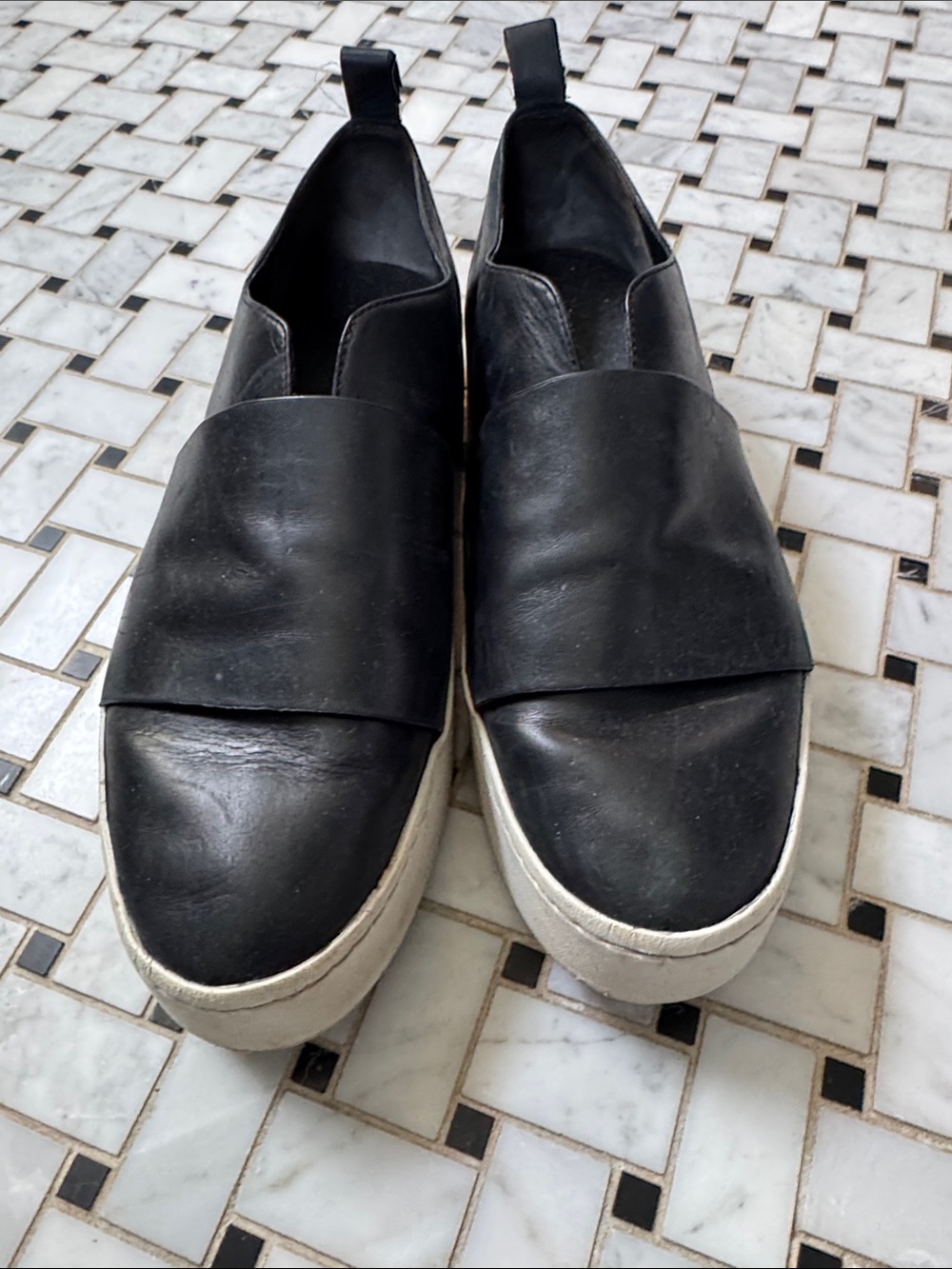 Vince Black Slip-On Leather Sneakers for Women size 10